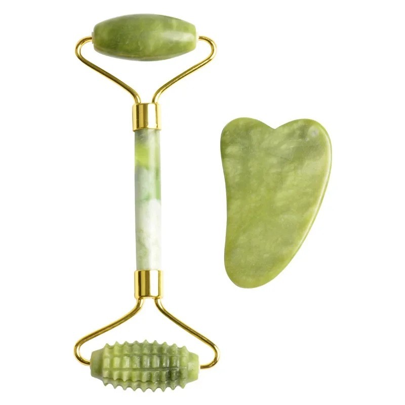 Jade Roller Stone - Facial Jade Massage Roller Set Guasha