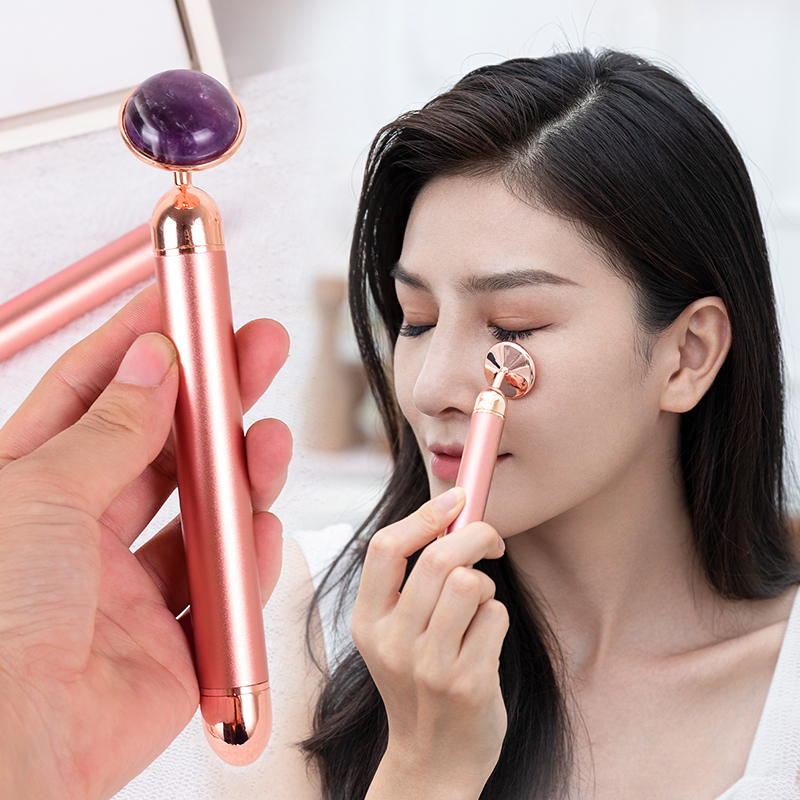 Jade Roller Stone - Natural Stone Rose Gold Electric Roller
